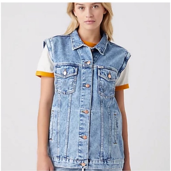 2 in 1 Wrangler Heritage Jean denim jacket zip off sleeves jacket! - Picture 5 of 16